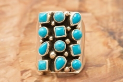 12 High Grade Sleeping Beauty Turquoise Stones Sterling Silver Ring